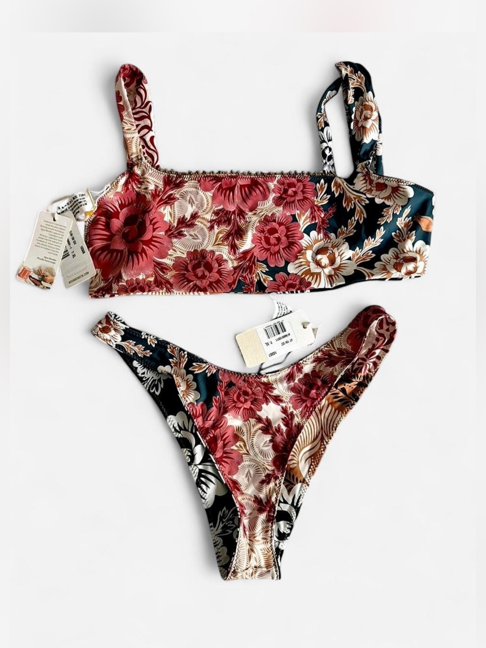 NWT! Agua Bendita Reversible Floral Bikini Set L/XL